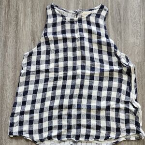 Cloth and Stone Navy and White Checkered Tank Top